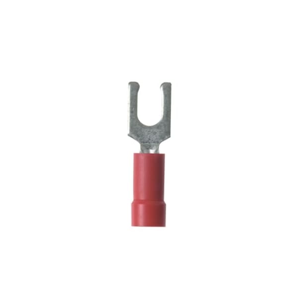 Fork Terminal, #8 Stud Size, 18 AWG, 600 V, Vinyl Insulated, Red, 100 PK